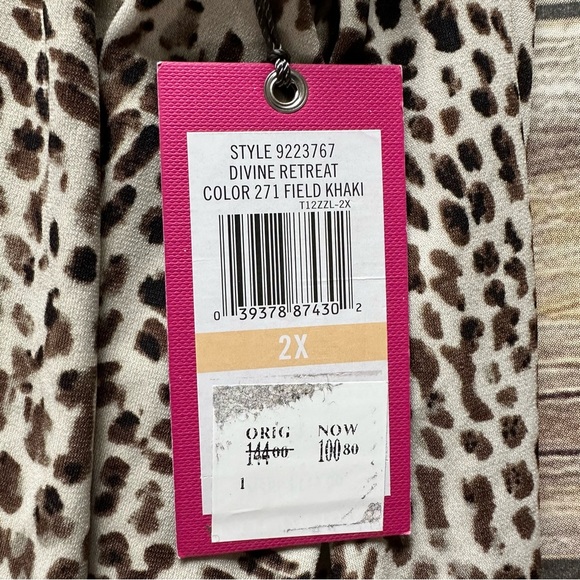 New Vince Camuto Maxi Leopard Dress Field Khaki Sz 2X - Picture 4 of 5